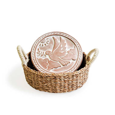Bread Warmer & Basket Gift Set With Tea Towel - Bird Oval