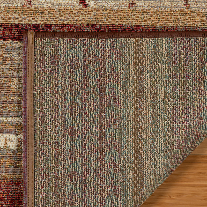 Tapis intérieur / extérieur en polypropylène tissé jacquard rouge Lux Fuego