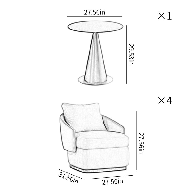 Modern Simple Sofa Coffee Table Combination, Orange
