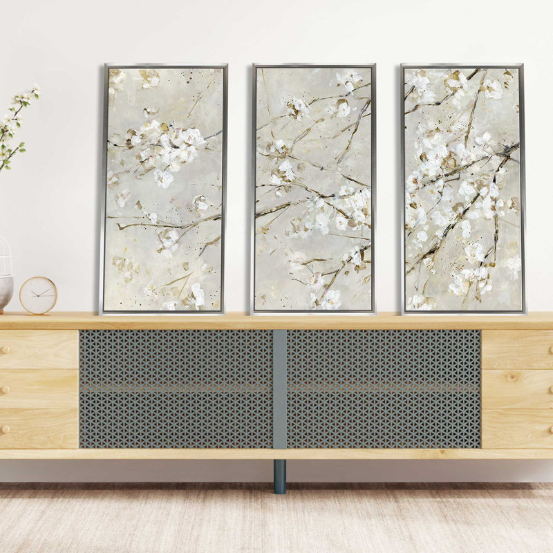 «Blossom Confetti» par Sally Swatland, reproduction sur toile flottante 3 pièces, H 41,5 po x l 64,5 po x P 2 po