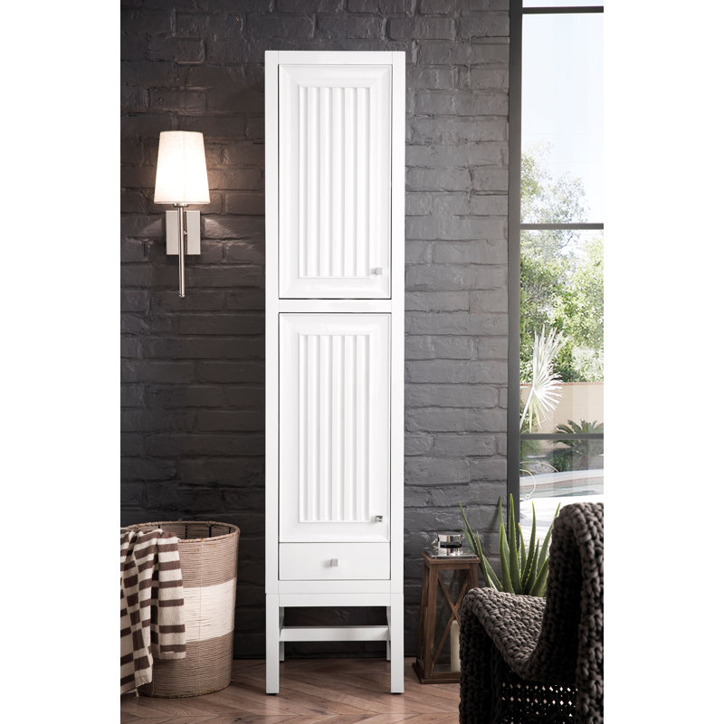 Athens 15" W Linen Cabinet, Glossy White, Left Handed