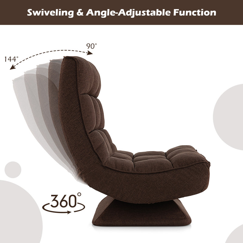 Ebern Designs Reclining Ergonomic Swiveling Floor Game Chair, Brown