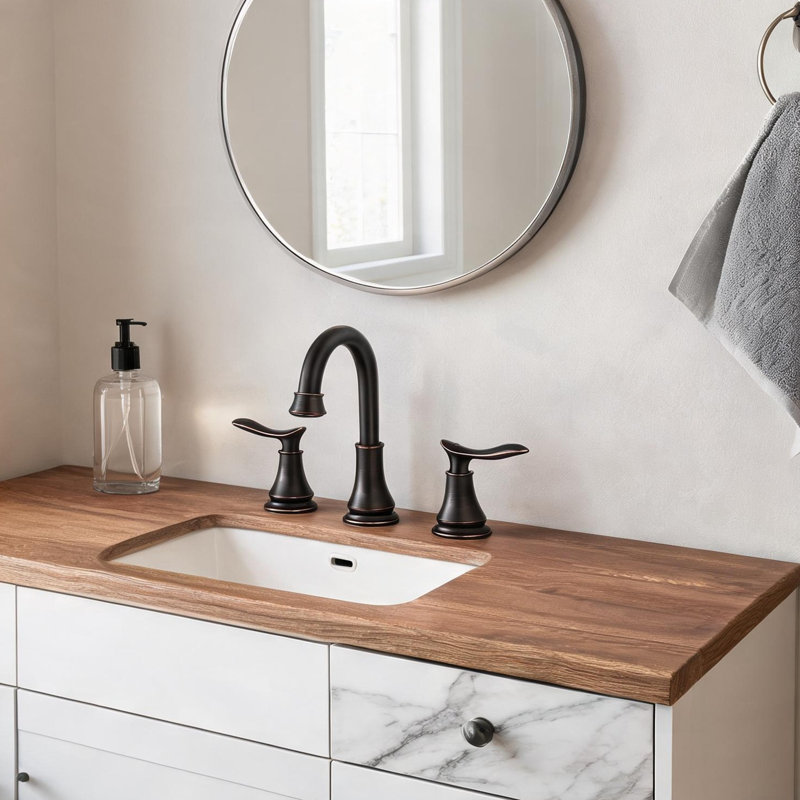 Robinet de salle de bain moderne à entraxe de 8 pouces avec bec pivotant à 360 °, bronze huilé, métal
