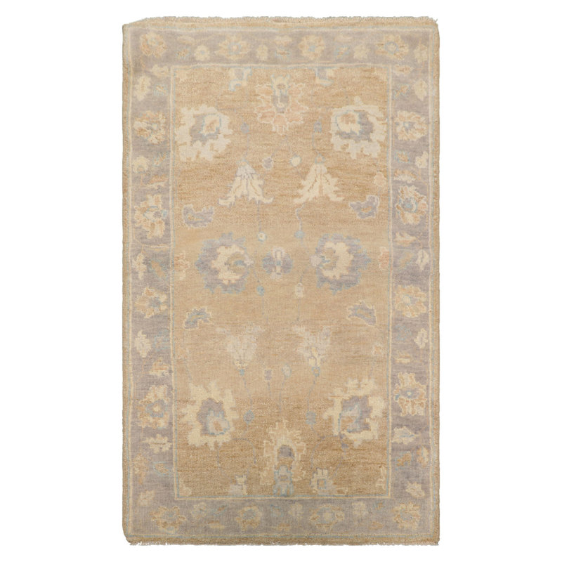 Tapis afghan en laine 3 pi 1 po x 5 pi 2 po Oushak transitionnel noué à la main