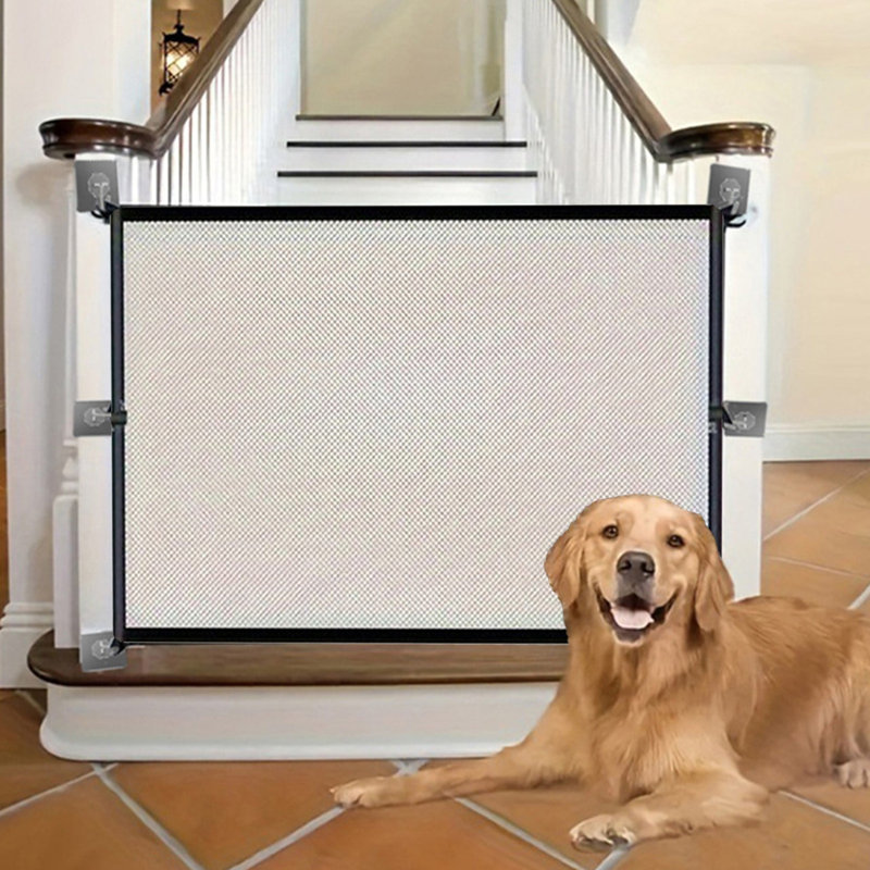 Clôture pour animaux rétractable pour animaux 43,3 x 28,4 po, noir, S