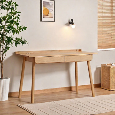 Bureau d'écriture avec tiroir en bois de frêne naturel brun clair