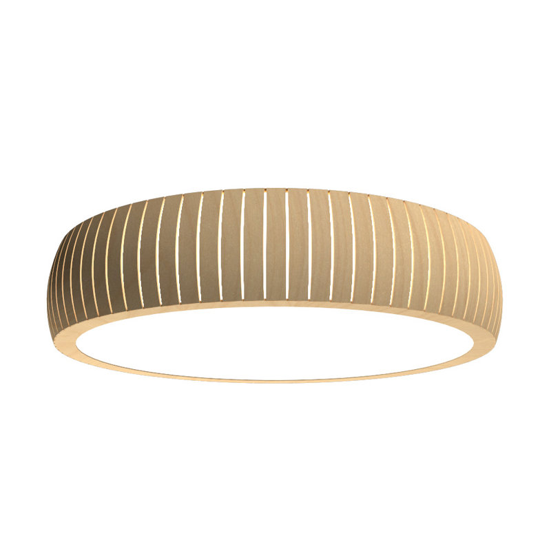 Plafonnier encastré 1 lumière DEL Barrel, H 5,94 po x l 31,75 po x P 31,75 po, Érable