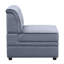 Fauteuil moderne sans accoudoirs en velours gris, orné de boutons séduisants, au charme irrésistible et au dossier captivant.