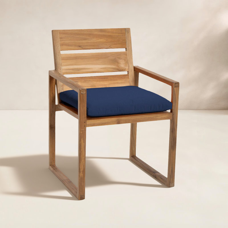 Venice Teak Patio Dining Armchair with Cushion, Navy