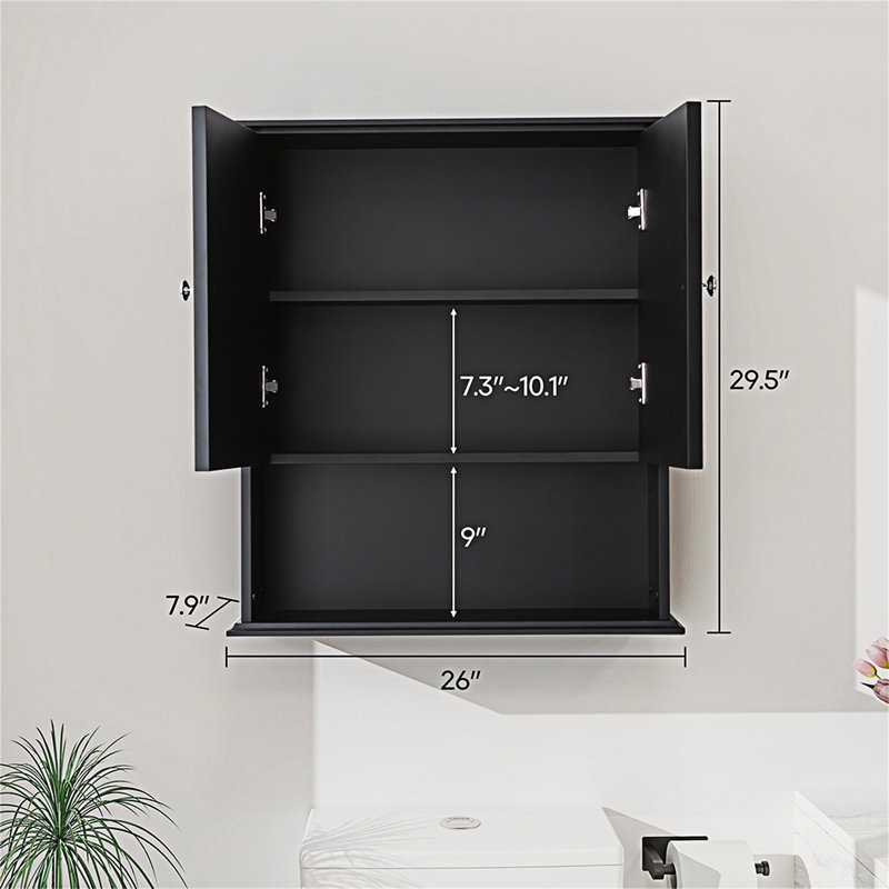 Bathroom Wall Cabinet Storage Cabinet, Black