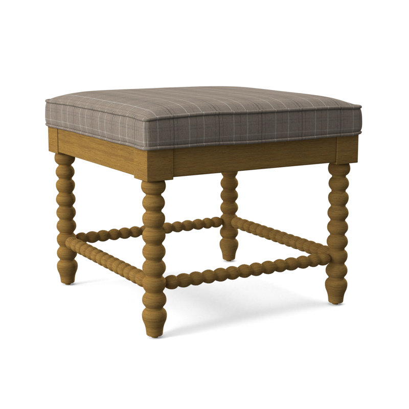 Banc en bois massif Louisa, Lin Elite colombe, Finition miel