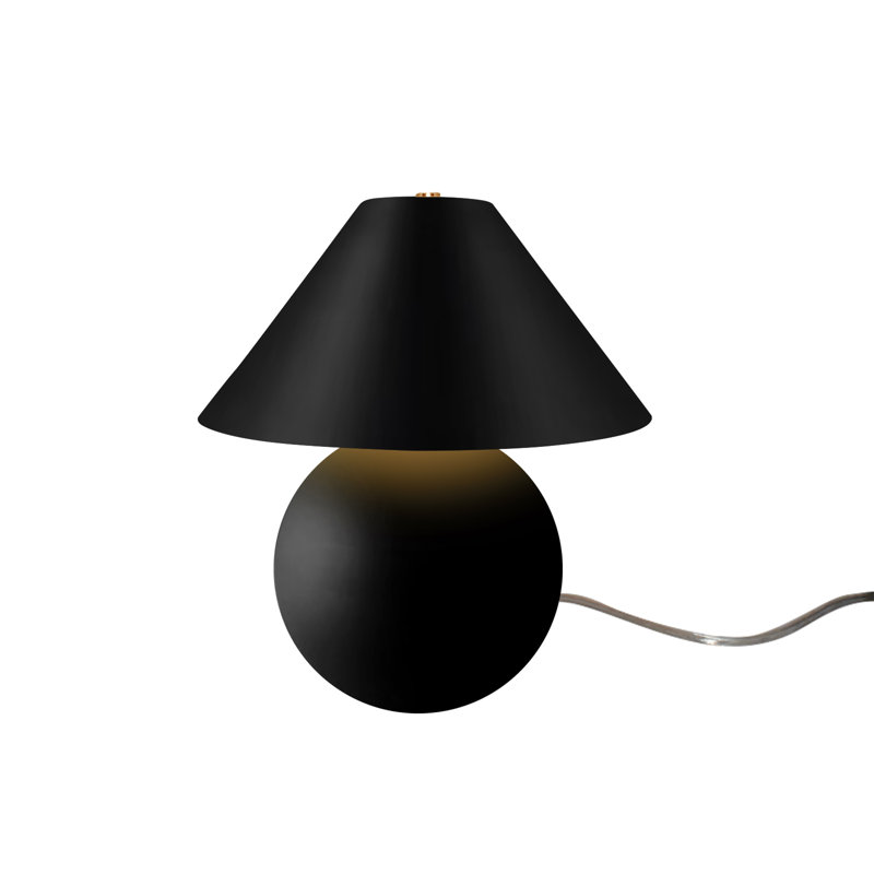 Lampe de table en céramique Caroldine, Noir carbone mat / or champagne, H 12 po x l 11 po x P 11 po