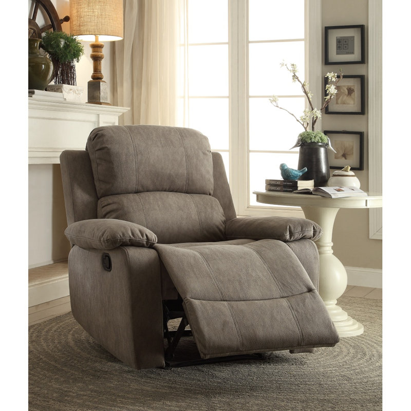 Fauteuil inclinable gris poli avec accoudoirs coussinés