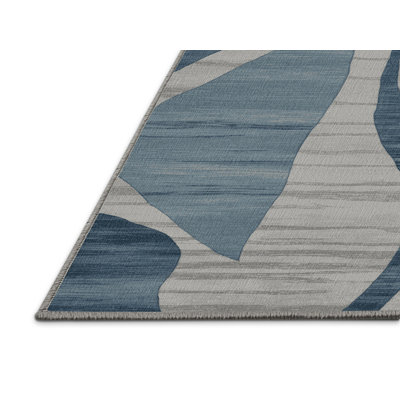 Machine Washable Abstract Gray Area Rug