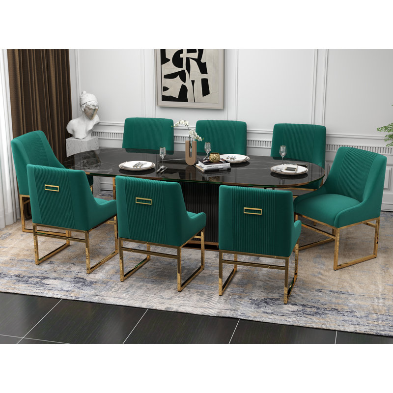 Chaise d'appoint en velours Baudel, 8, Vert
