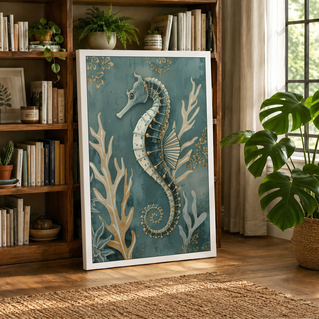 Seahorse and Coral Coastal - Wrapped Canvas
