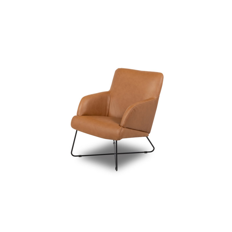 Averie Genuine Leather Designer Armchair, Cognac