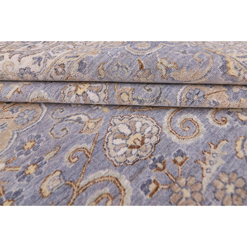 Hand Knotted Wool Oriental Area Rug in Ivory
