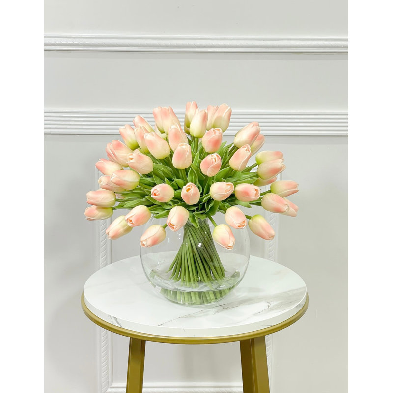 Très grand arrangement tulipe rose pêche 60
