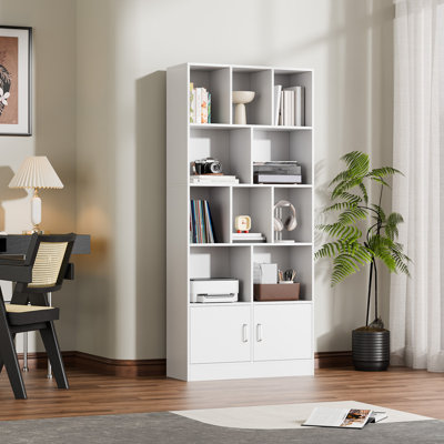 Achnas 70" H x 31" W Storage Bookcase with 10 Cubes and 2 Doors