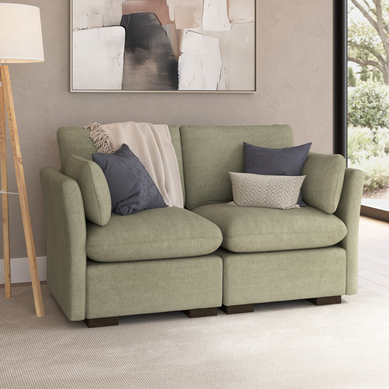 Stedman Modular 2-Seater Loveseat, Living Room Furniture, Soft Green, 36.61" H x 68.12" W x 35.83" D