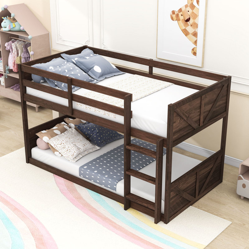 Twin Over Twin Bunk Bed With Versatile Storage And Ladder, Antique Oak
