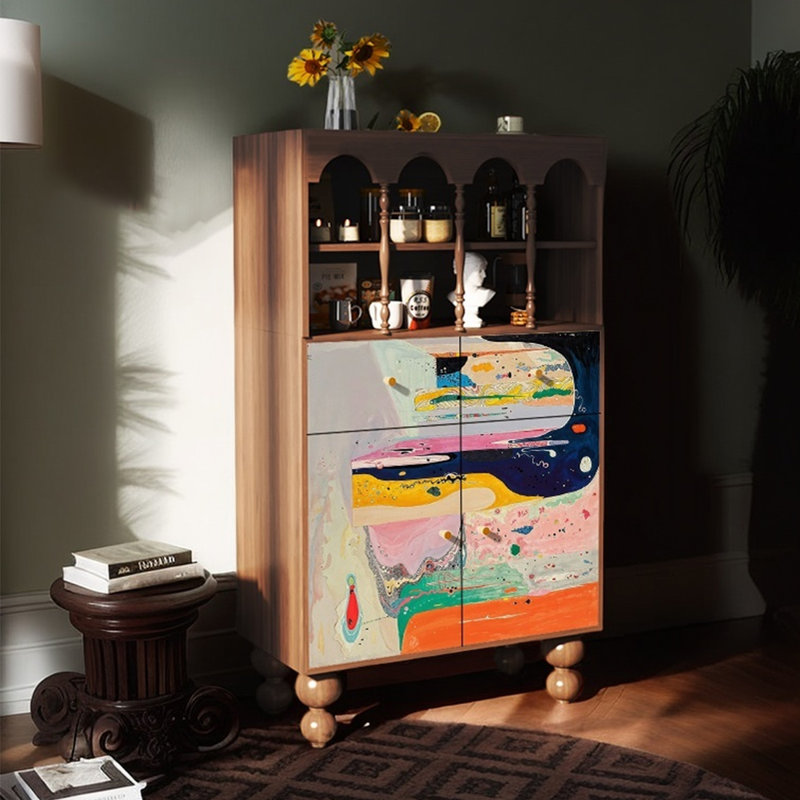 Modern abstract art multi-purpose accent cabinet