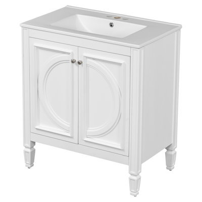 Meuble-lavabo élégant avec lavabo offrant beaucoup de rangement et une conception fonctionnelle pour une salle de bain moderne.