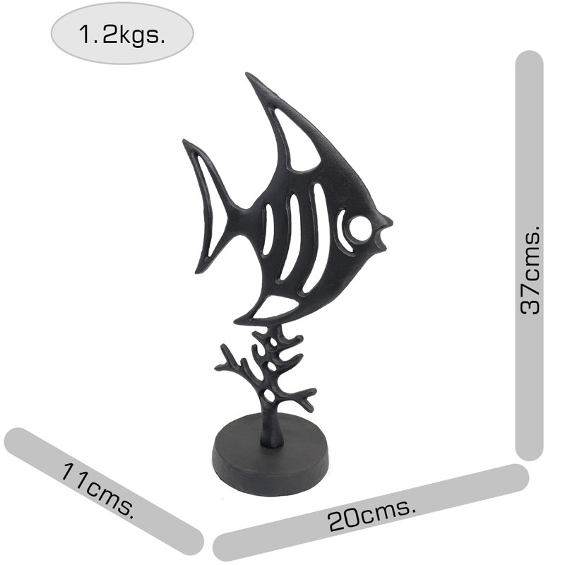 ANGEL FISH Iron Ornament 37cm, Mocha