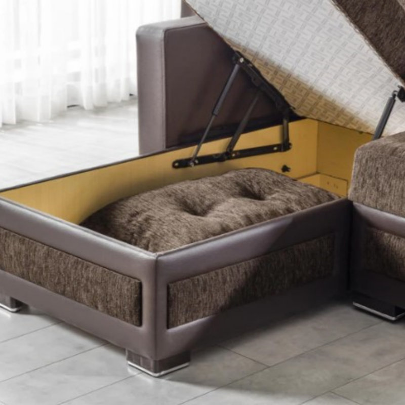Canapé modulaire rembourré avec rangement Urbanedge, Brun