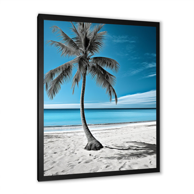 "Demeter Turquoise and Grey Monochome Beach Photo II", photographie sur toile, Noir, H 32 po x l 16 po x P 1 po