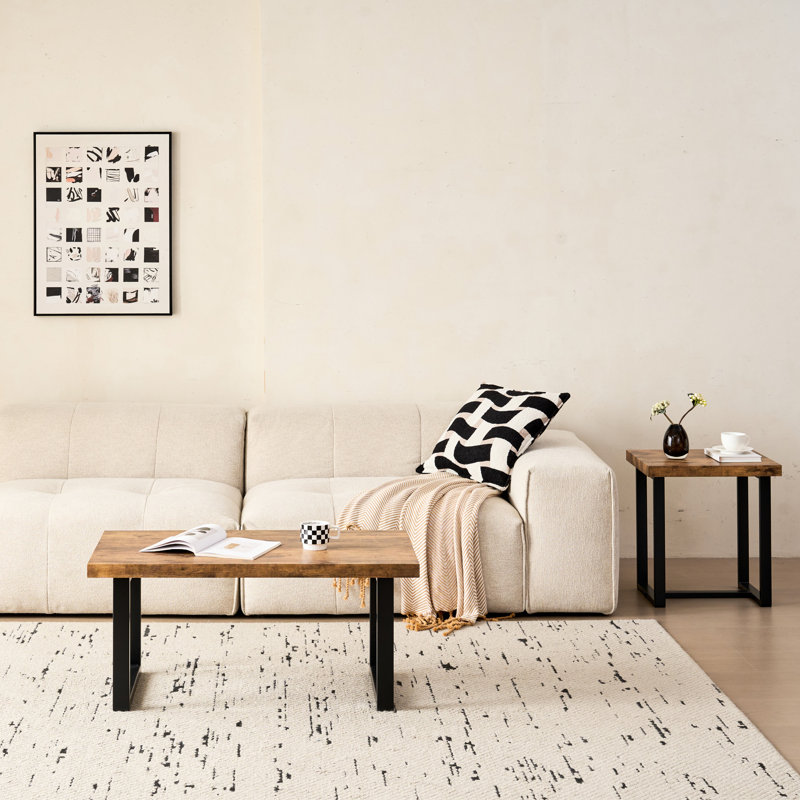 Table basse en noyer avec pieds en métal pour la maison et le bureau, multi-usages pour les collations décoratives, en verre trempé, bords arrondis, petite table, pieds, maison, salon, décor, verre