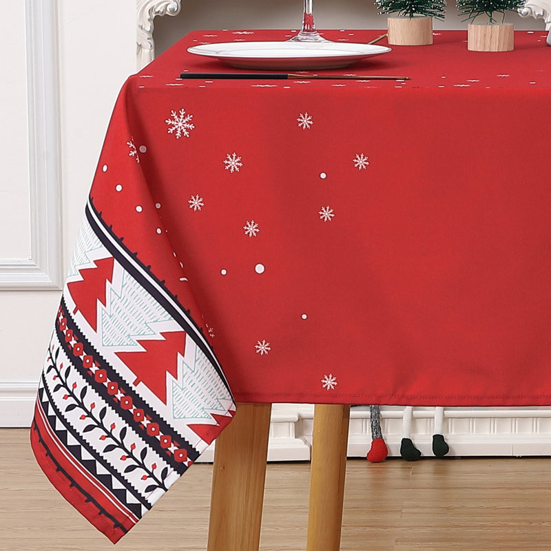 Christmas Tree Print Oxford Tablecloth 180GSM | Waterproof Wipeable Festive Cover for Dining Room, Kitchen & Holiday Parties