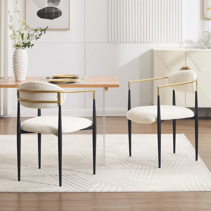 Chaise d'appoint rembourrée, fauteuil d'appoint Boucle, Crème, crème