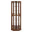 Vitrine de coin à 6 tablettes avec lumières, miroirs et tablettes réglables, noyer (ampoule E26 non incluse)-1447864698