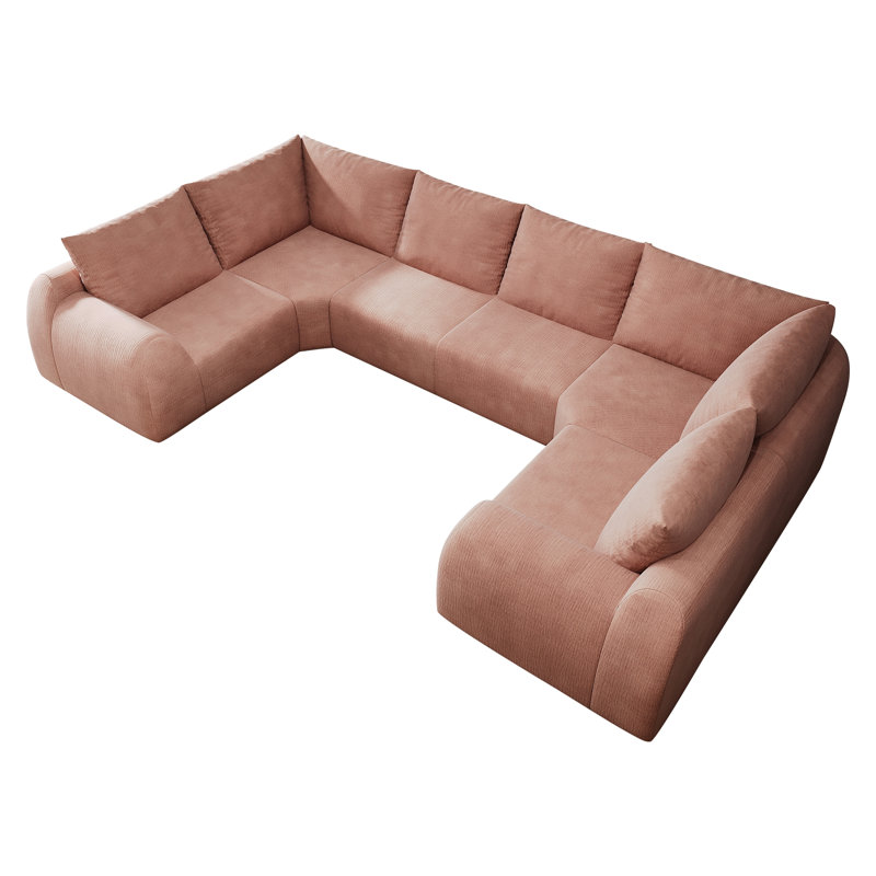 Oswaldo Upholstered " Chenille Sectional, 6 Seat, Pink