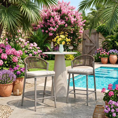 Christopher Knight Home 19.88" W x 20.08" D x 36" H PE Rattan with Scallop-shaped Backrest Metal Outdoor Counter Stools (Set of 2)