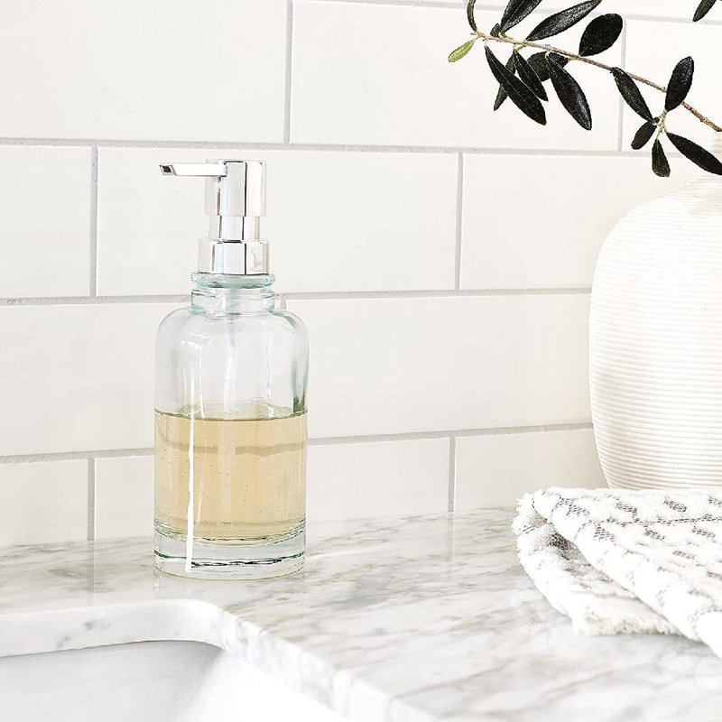 Aqua Glass Foaming Soap Dispenser with Chrome Pump