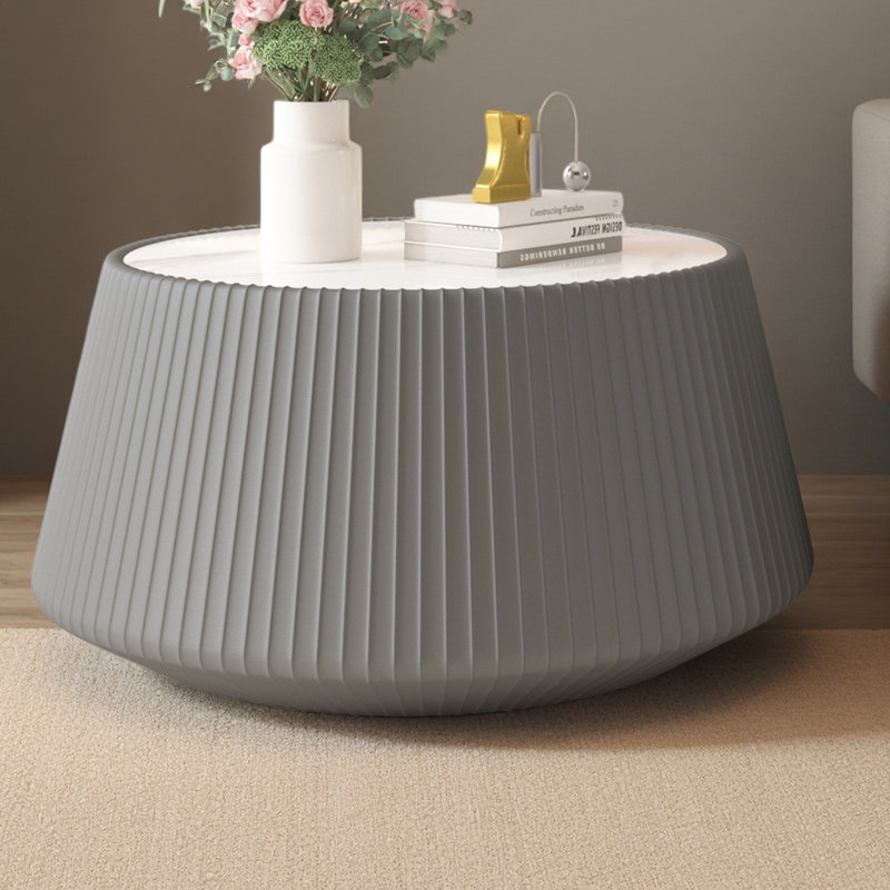 Table basse moderne en forme de tasse en pierre frittée légère pour meubles de salon, Gris