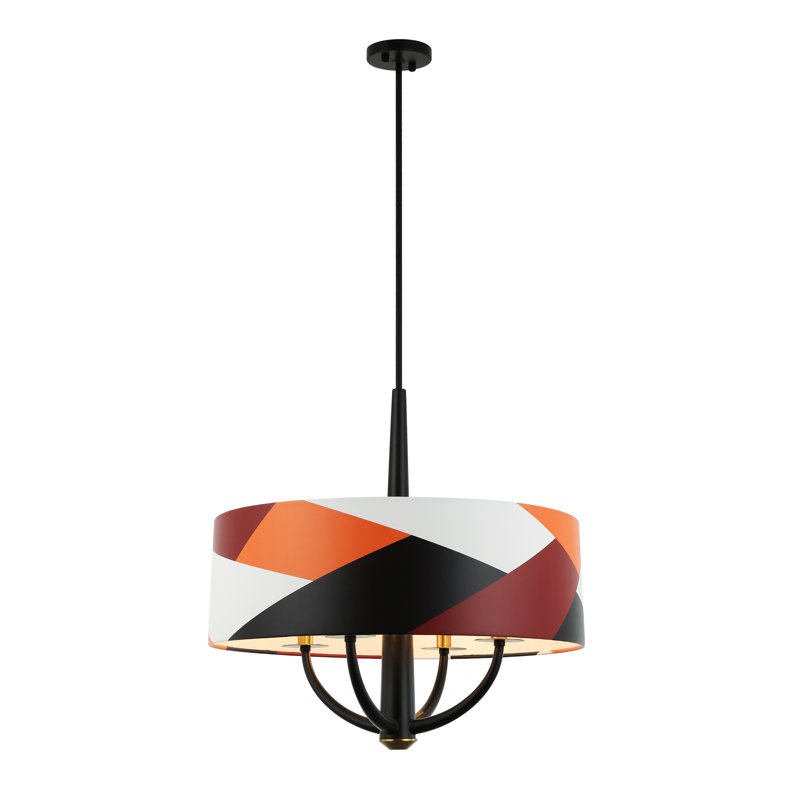Patchwork 4-Light Pendant - Black/Satin Brass/Patchwork, 4