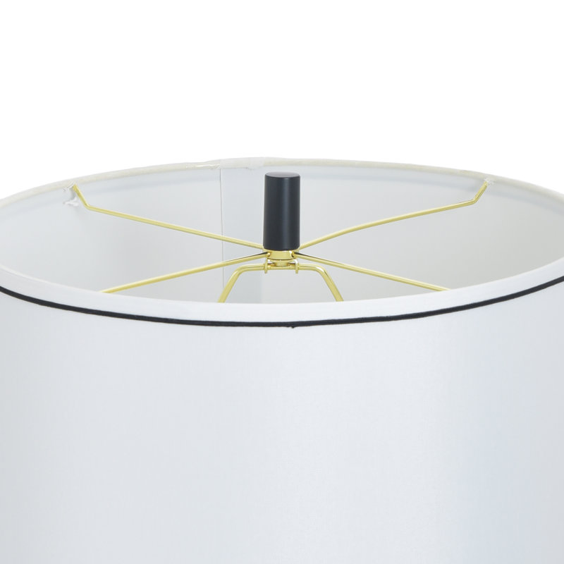 Lampe de table en acier avec veilleuse Breny - abat-jour blanc