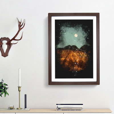 Moon Over The Mountains In Italy Paint Splash - Picture Frame Graphic Art