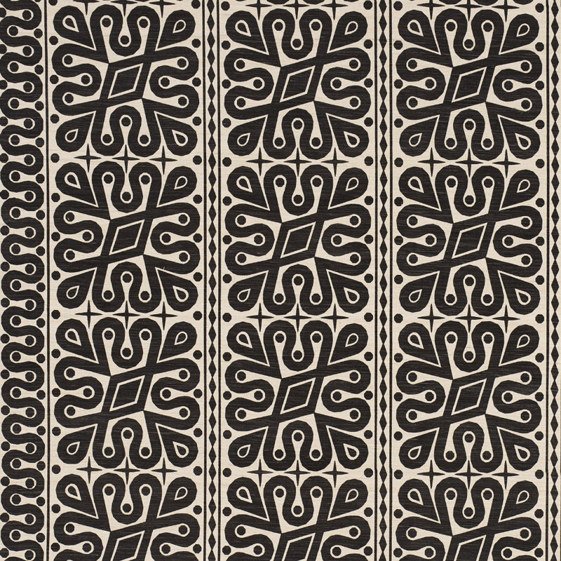 Tissu en soie Celerie Kemble Borneo, Noir