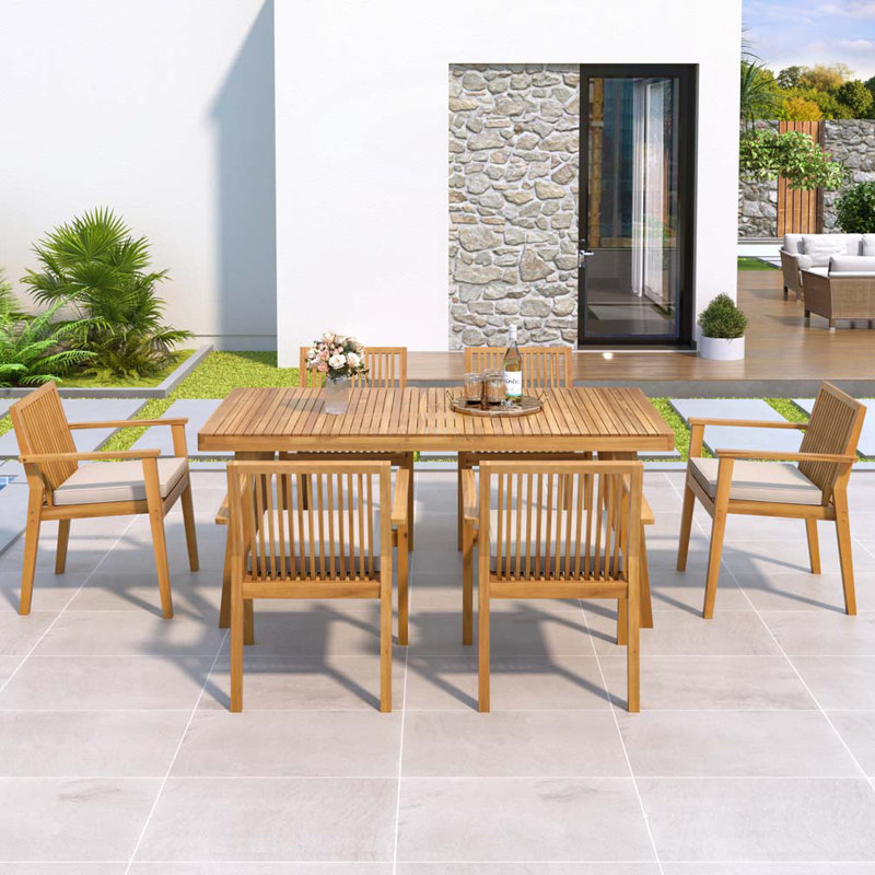 Ensemble repas d'extérieur 7 pièces 7 pièces, 7, Naturel