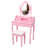 Pink Princess Vanity Desk Set With Mirror & Cushioned Stool, 4-Drawer Wooden Makeup Vanity Table For Girls' Bedroom, Dressing Table With Ample Storage-986134043