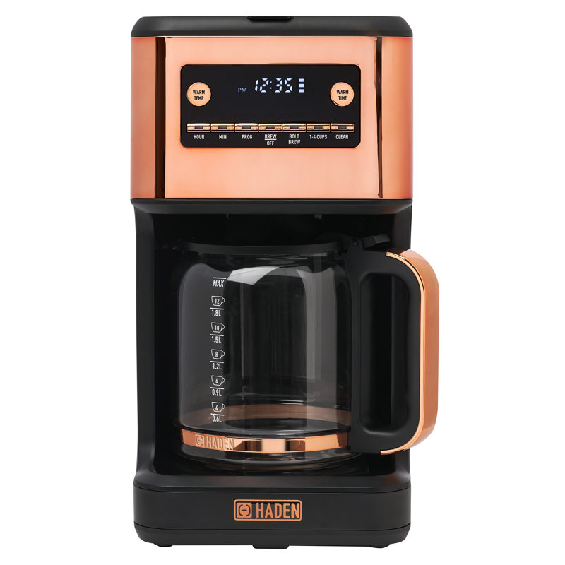 Cafetière numérique 14 tasses avec réglages HADEN, Noir / Cuivre
