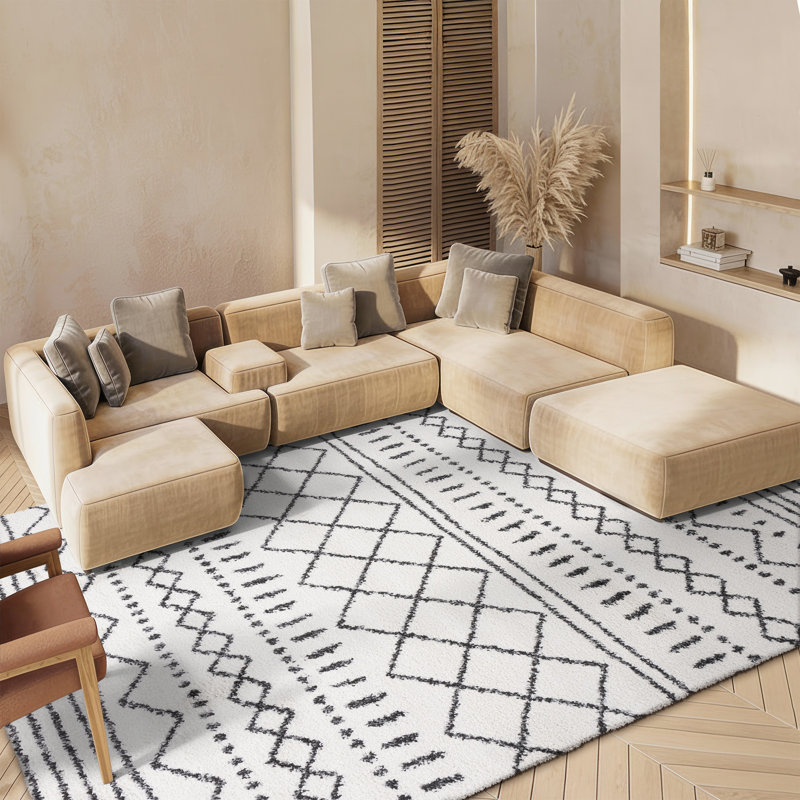 Develin Performance Chevron Rug, Rectangle 8' x 10', Ivory/Black