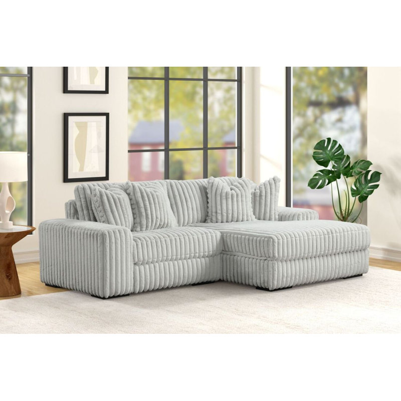 Alberich 2PC Sectional, Gray Fabric