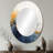Blue And Yellow Marble Storm V - Large Oval Wall Mirror On Metal-636844834