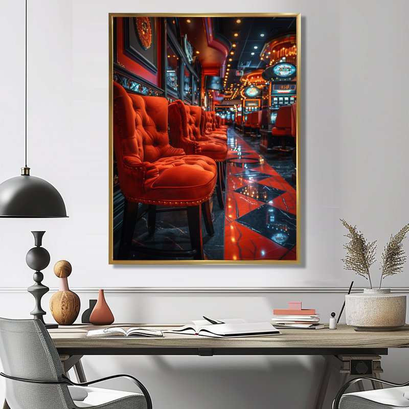 Rouge, noir, vibrant, vice Casinos I - Casinos, Gold Floater Framed, H 40 po x l 30 po
